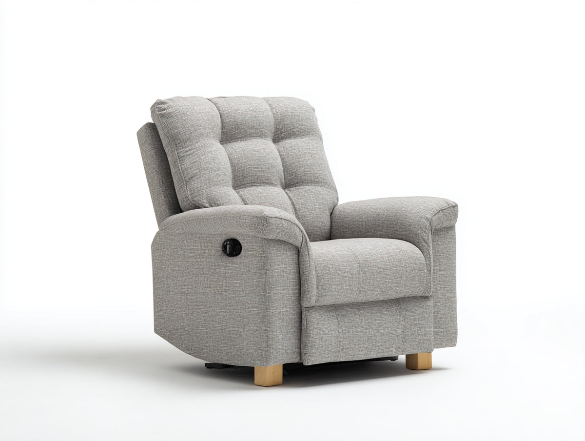 Sillones reclinables de tela 90x92x105 cm - Gris claro - diseño acolchado con reposabrazos
