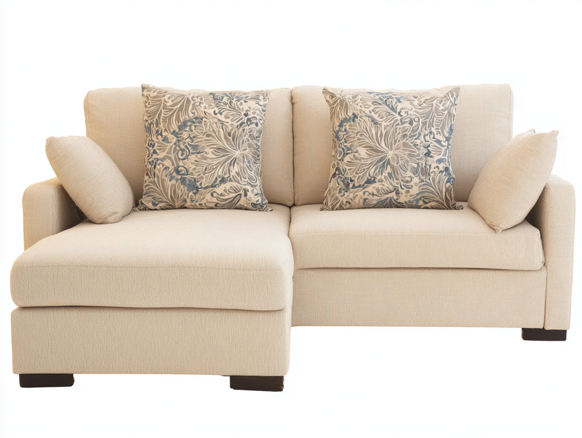 Sofás de esquina tapizados en tela 260x170x86 cm - beige-marrón oscuro - asiento alargado