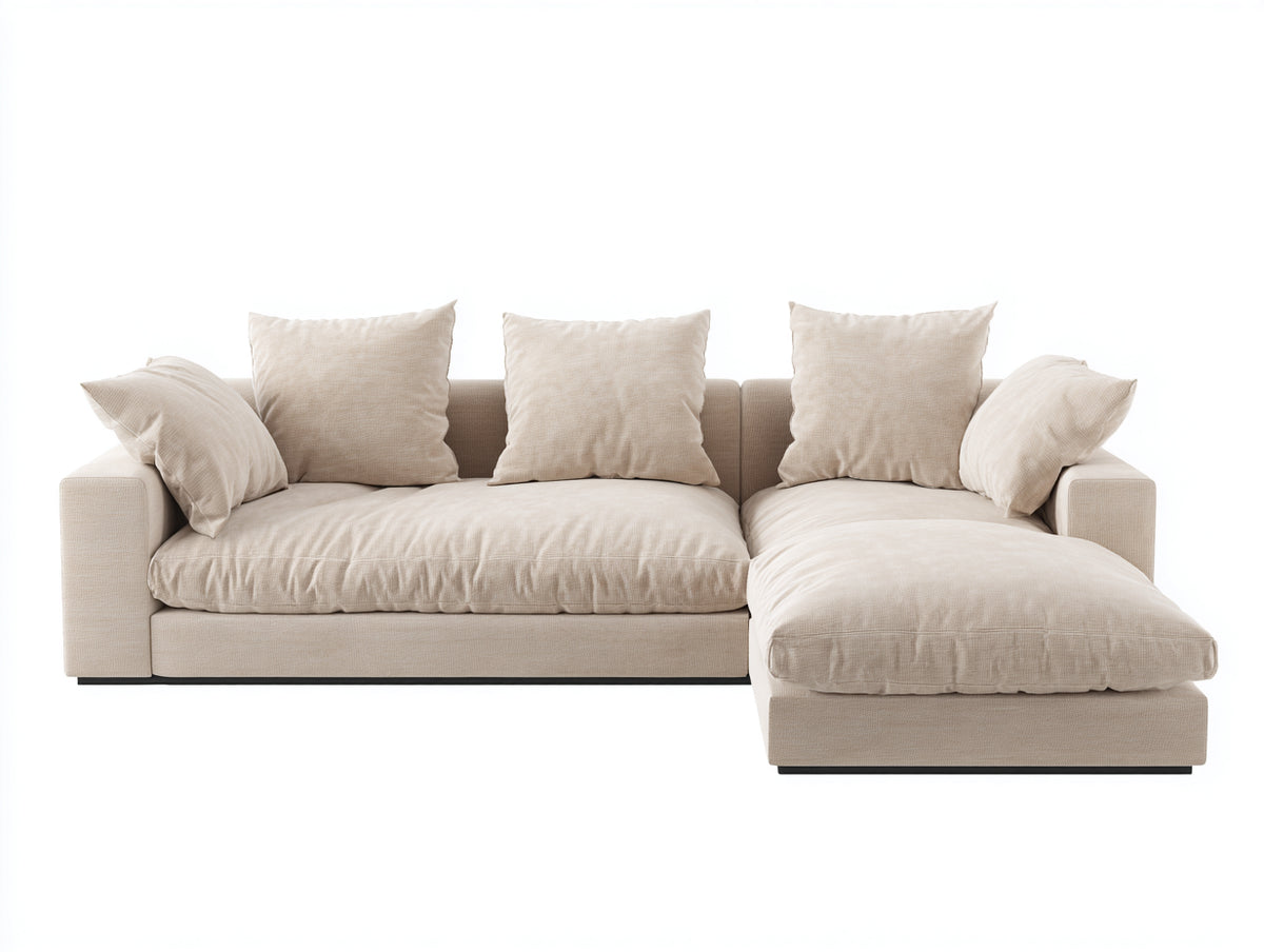 Sofás de esquina tapizados en tela 280x170x85 cm - beige claro - diseño moderno para salón