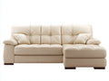 Sofás de esquina de polipiel crema 280x180x83 cm - salón - diseño capitoné con asiento extendido