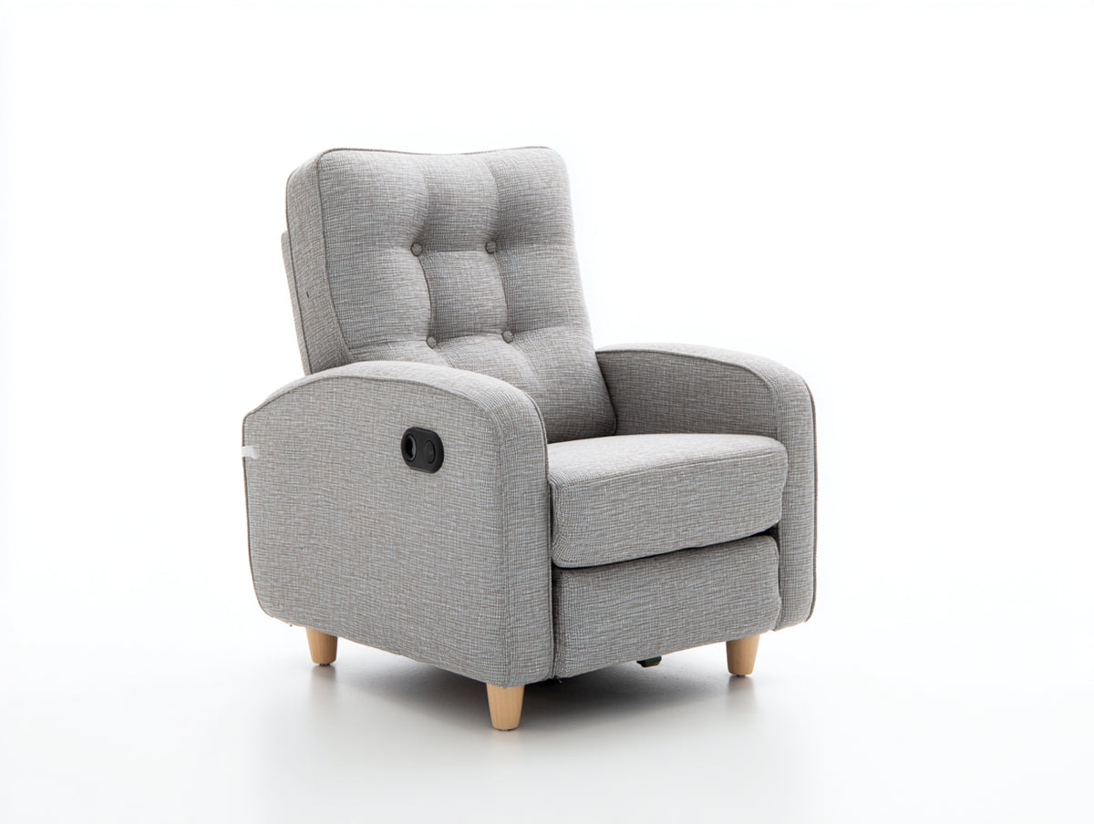 Sillones reclinables eléctricos tapizados en tejido 88x92x105 cm gris claro para salón diseño moderno