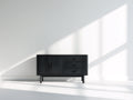 Mueble recibidor de madera manufacturada 140x40x72 cm - negro - 2 puertas y 3 cajones