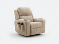 Sillones reclinables tapizados en tela de pana 102x94x103 cm - beige-negro - portavasos integrados
