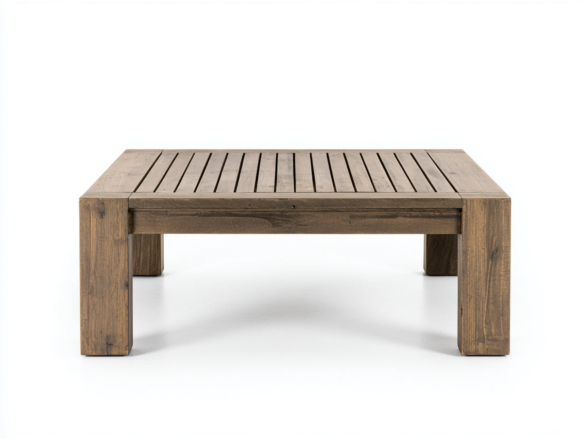 Mesas de jardín rectangular de madera 120x80x45 cm marrón natural para exterior estilo rústico