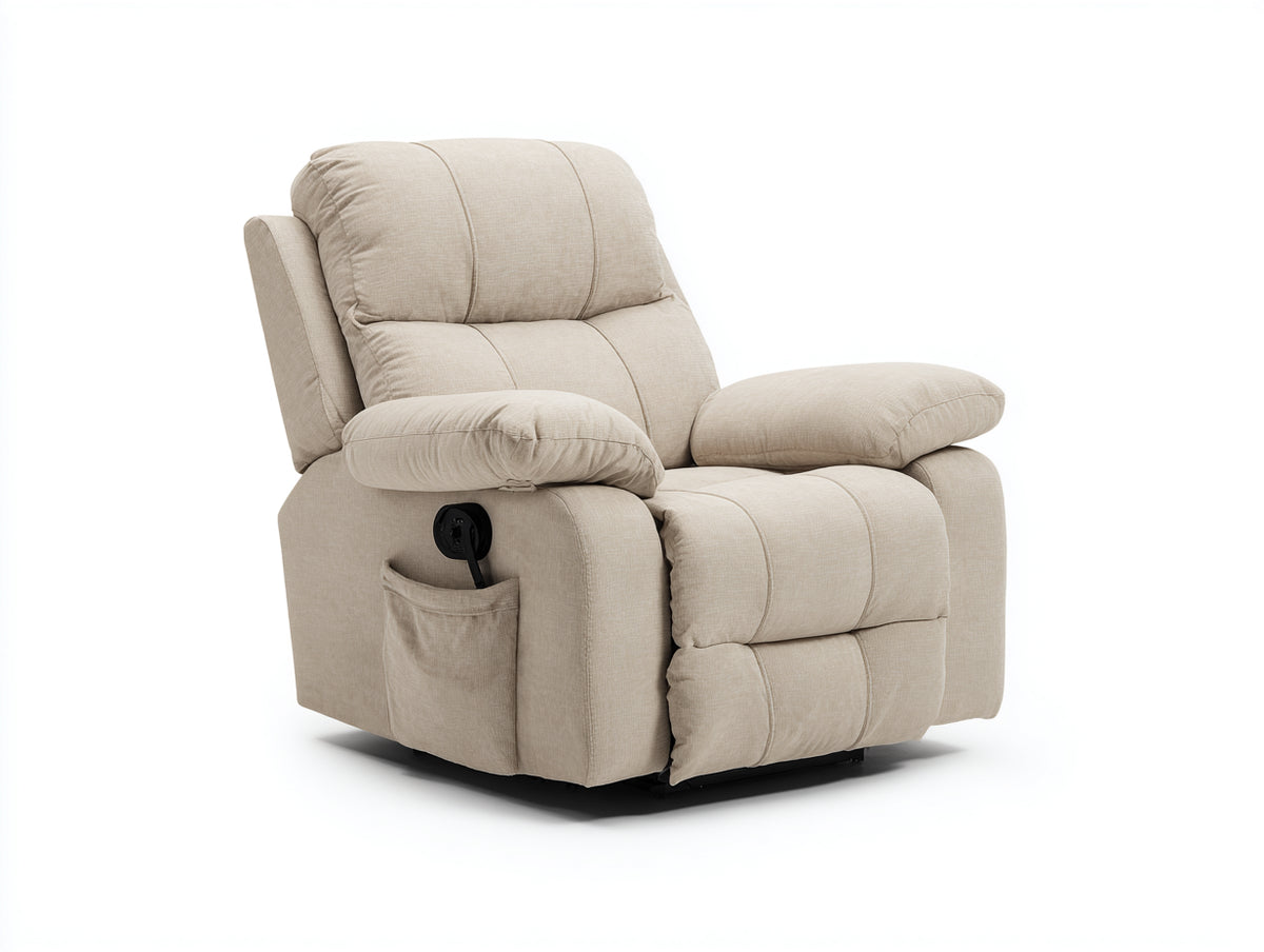 Sillones reclinables tapizados en tela 98x92x104 cm - beige-negro - reposapiés extensible