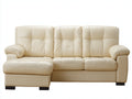 Sofás de esquina tapizados en piel sintética 260x165x95 cm crema para salón con asiento extendido estilo moderno