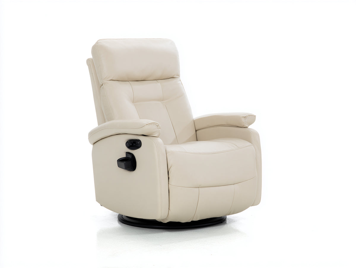 Sillones reclinables eléctricos giratorios tapizados en cuero sintético 90x94x108 cm crema para salón diseño moderno