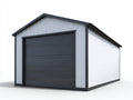 Casetas de jardín metálicas con puerta enrollable 360x250x230 cm - Blanco y gris antracita - diseño amplio para almacenamiento exterior