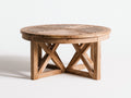 Mesas de jardín de madera 130x130x75 cm - madera natural - diseño redondo rústico para exterior