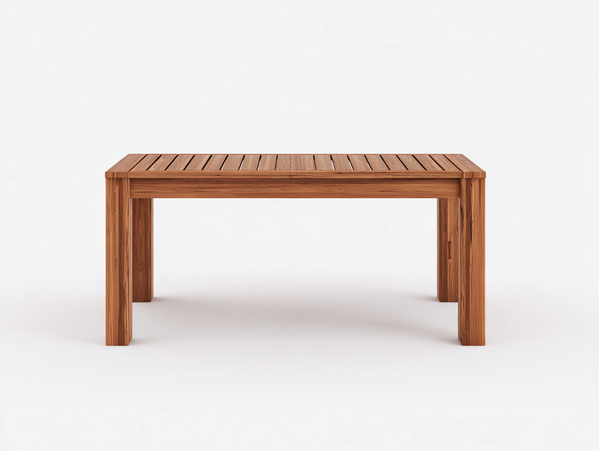 Mesas de jardín rectangular de madera 160x90x75 cm marrón natural para exterior estilo moderno