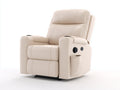 Sillones reclinables eléctricos tapizados en cuero sintético 92x96x110 cm crema para salón diseño moderno
