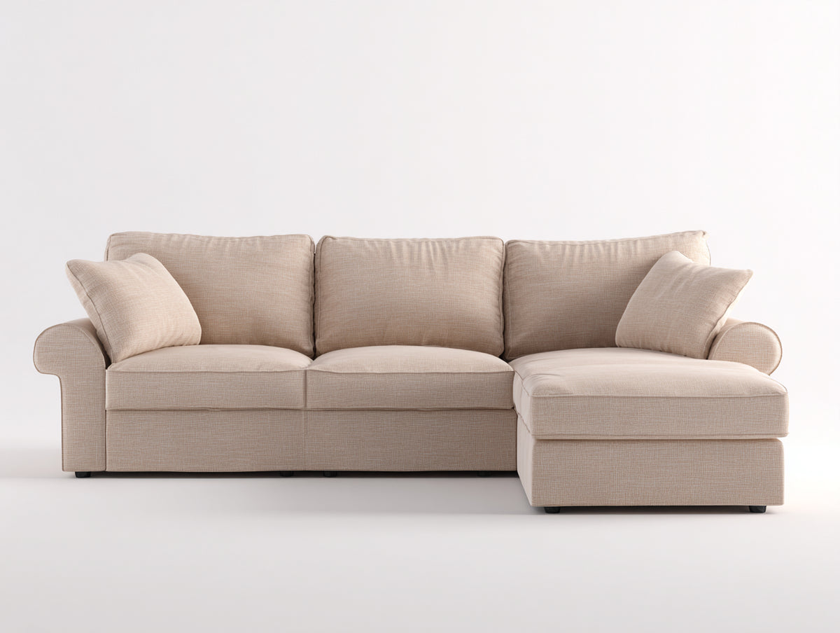 Sofás de esquina de tela 260x160x86 cm - beige - diseño moderno para salón