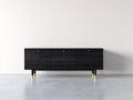 Mueble recibidor de madera MDF 180x42x78 cm negro para entrada con 3 puertas estilo moderno