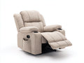 Sillones reclinables tapizados en tela 94x98x108 cm beige para salón con reposapiés portavasos y bolsillo lateral estilo moderno
