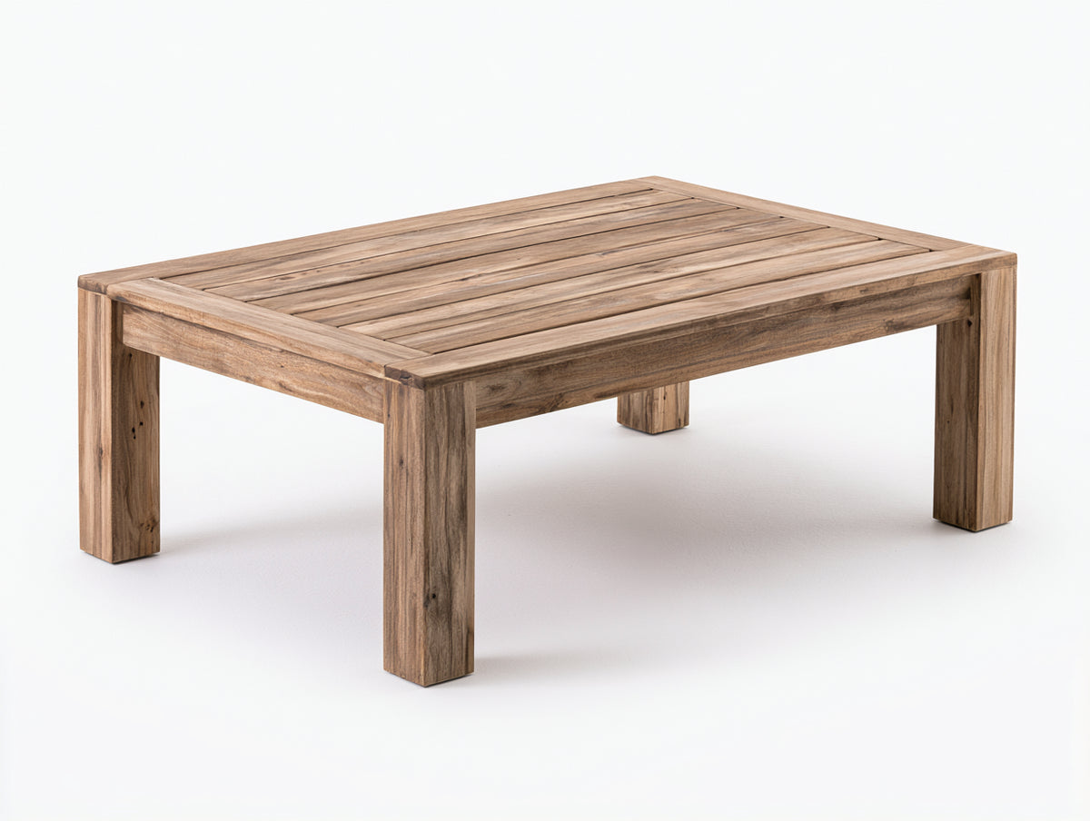 Mesas de jardín de madera maciza 160x90x45 cm - madera natural - tablero rectangular con listones