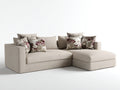 Sofás de esquina tapizados en tela 285x180x82 cm beige para salón estilo moderno