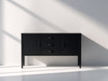 Mueble recibidor de madera MDF 140x40x80 cm negro para entrada con 2 puertas y 3 cajones estilo moderno